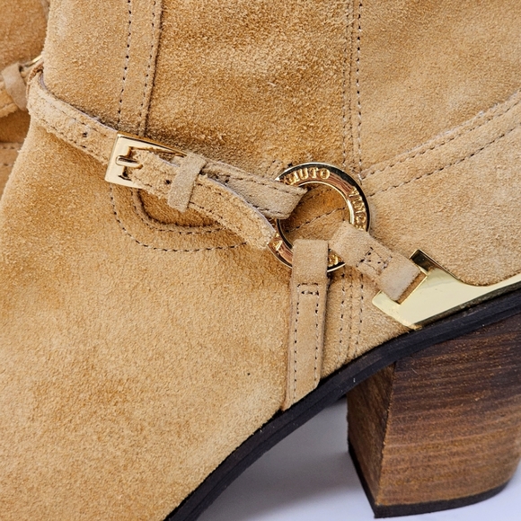 ♡♡ Vince Camuto Ankle Boots Gregger Suede Western Style Block Heel Zip Up - Picture 3 of 12